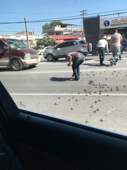 Lanzaron artefactos metálicos conocidos como poncha llantas, a fin de evitar que los cuerpos de seguridad dieran alcance a los hombres armados. (TWITTER)