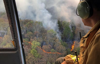 Noventa y cinco incendios forestales de diferente magnitud se encuentran activos en 18 estados de México, obligando a las autoridades a enfrentar las llamas mediante unas brigadas que no cesan de trabajar. (ARCHIVO)