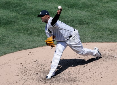 CC Sabathia no permitió carreras en cinco entradas de trabajo en la victoria de los Yanquis 6-2 sobre Reales. (AP)