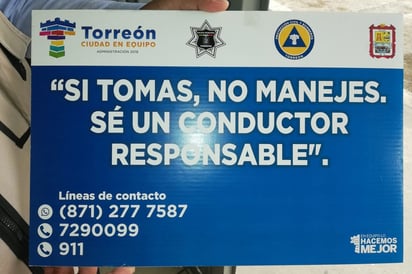 Personal de Protección Civil alista campaña para evitar que la gente conduzca en estado de ebriedad. (EL SIGLO DE TORREÓN)