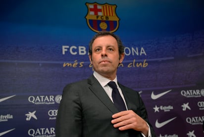 El expresidente del Barcelona Sandro Rosell durante una conferencia de prensa en el estadio Camp Nou en Barcelona, España.