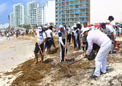 Unos 150 voluntarios se dieron cita para apoyar en labores de limpieza. (EFE)