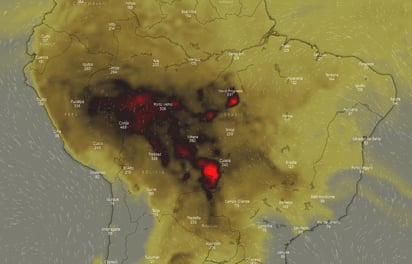 Organizaciones acusan que los incendios son provocados. (WINDY.COM)