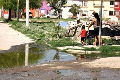 Aguas verdosas. En algunas esquinas de la colonia Monte Real, hay presencia de aguas verdes, mismas que representan un riesgo sanitario para los habitantes.