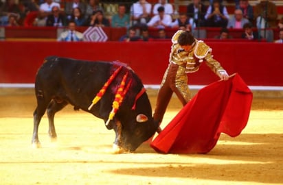 Vestido de tabaco y oro, Gilio también tejió una faena lucidora ante su segundo novillo, pero volvió a fallar con el acero. (ESPECIAL) 