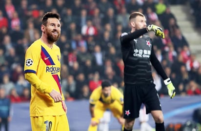 Lionel Messi anotó al minuto 3 el primer gol del encuentro ante el Slavia Praga. (EFE)