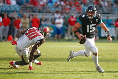 Gardner Minshew reemplazó a Nick Foles en el duelo del domingo que perdieron los Jaguares ante Bucaneros. (AP)