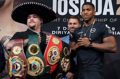 Andy Ruiz Jr. pondrá en juego sus títulos de la AMB, OMB y FIB en pelea de revancha con Joshua. (CORTESÍA)