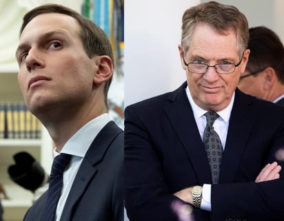 El yerno y asesor del presidente Donald Trump, Jared Kushner, y el representante comercial de EUA, Robert Lighthizer. (ESPECIAL)