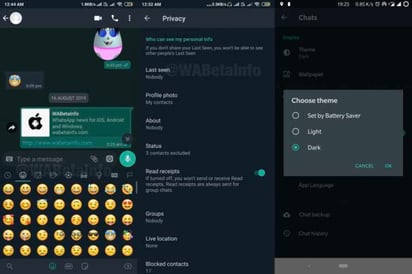 Uno de los modos más esperados de WhatsApp: ahora la pantalla puede estar oscura. (ARCHIVO) 