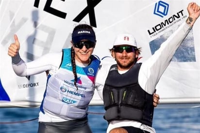 Juan Pérez y Elena Oetling consiguieron las plazas a los Juegos Olímpicos Tokio 2020, en las clases Finn y Láser Radial, en ese orden, en la Copa del Mundo de Vela. (CORTESÍA)