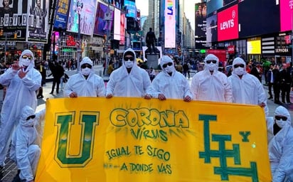 Los aficionados de la barra de los 'Libres y Lokos, negaron estar contagiados de coronavirus. (CORTESÍA)