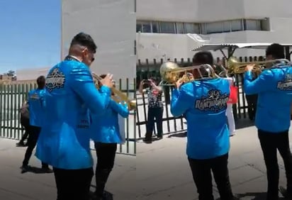 La Poderosa Banda Rancho Grande, felicitó al personal de salud de la clínica 46 del IMSS en Gómez Palacio, llevándoles música (CAPTURA)  