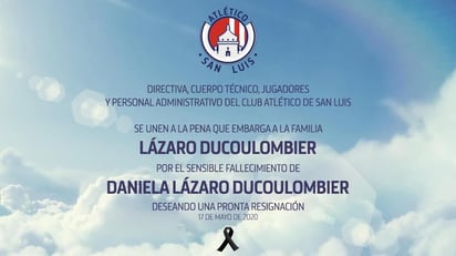 Alberto Marrero, presidente del Atlético de San Luis, y el plantel del equipo femenil se despidieron de la mediocampista Daniela Lázaro a pesar de la distancia, después de que se diera a conocer que perdió la vida este domingo. (TWITTER)