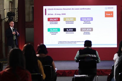 Las autoridades federales de Salud ofrecieron, como cada día, una conferencia de prensa para informar a la población sobre la pandemia de la enfermedad COVID-19, causada por el coronavirus SARS-CoV-2, en México. (NOTIMEX)