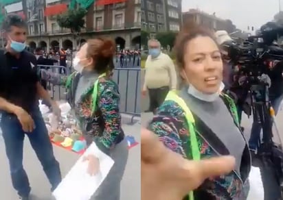 La mujer ha sido apodada como 'Lady Frena' en la red tras agredir a manifestantes de FRENAAA en el Zócalo de la CDMX (CAPTURA) 