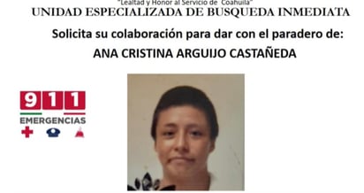 La joven tiene 21 años de edad y sus familiares la buscan desde el pasado 5 de octubre, en Torreón, Coahuila, por lo que se activó el protocolo ALBA, proceso de atención, reacción y coordinación entre los tres niveles de Gobierno cuando existe el extravío de mujeres y niñas. (Especial) 