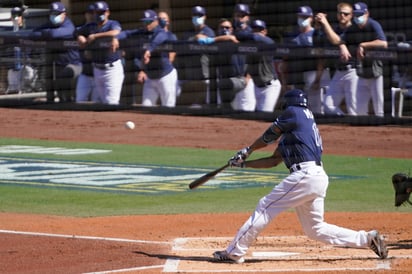 Manuel Margot conecta un cuadrangular de tres carreras en la victoria de Rays 4-2 sobre Astros. (AP)