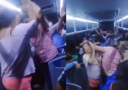 La pelea de las mujeres fue captada en video por el resto de pasajeros en la unidad de transporte público (CAPTURA) 