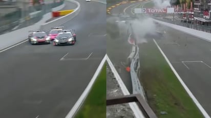 Raúl Guzmán sufrió un fuerte accidente en la segunda carrera de Lamborghini Super Trofeo, que se realizó en el circuito belga de Spa-Francorchamps. (ESPECIAL)
