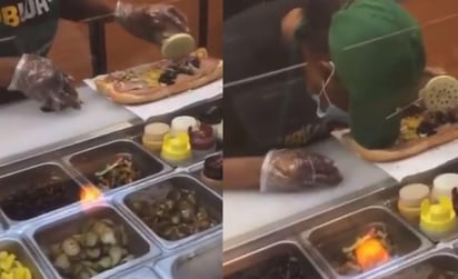 Mientras colocaba los ingredientes del sándwich, la trabajadora cayó 'dormida' (CAPTURA) 