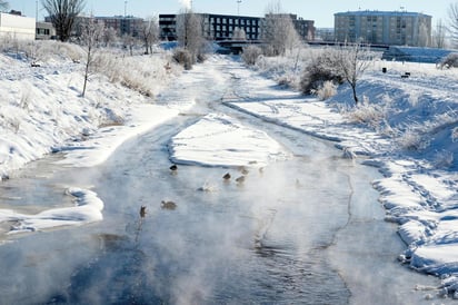 La congelación de las grandes masas de nieve acumulada dificulta la limpieza y aumenta gravemente el riesgo de accidente de maquinaria, automóviles y peatones.
(EFE)