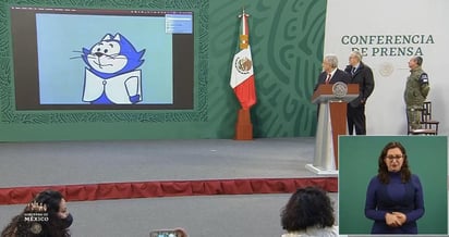 Durante la mañanera de este jueves, AMLO colocó un fragmento de la serie Don Gato recordando al actor de voz Jorge Arvizu 'El Tata', por medio del personaje 'Benito Bodoque' (CAPTURA)