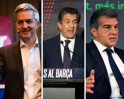 Joan Laporta, Víctor Font y Toni Freixa, los tres candidatos a la presidencia del FC Barcelona, han sido citados mañana viernes por el presidente de la Junta Gestora del club, Carles Tusquets, horas después de que se produzca una reunión clave con la Generalitat para determinar si se mantiene el 24 de enero como fecha electoral. (ESPECIAL) 
