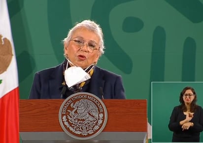 La mañana de este jueves la secretaria de Gobernación, Olga Sánchez Cordero, lleva a cabo la rueda de prensa desde Palacio Nacional.