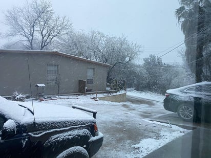 El primer reporte de caída de nieve se dio a las 05:50 horas y se ha mantenido hasta el momento.(TWITTER)