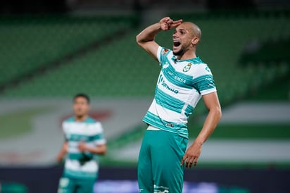 El brasileño Matheus Doria convirtió un gol en el minuto 67 para guiar este domingo al Santos Laguna a una victoria de 3-2 sobre el Juárez FC en la octava jornada del torneo Clausura 2021 del fútbol mexicano. (JAM MEDIA) 
