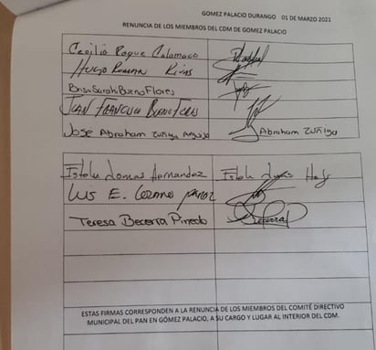 Los 8 integrantes del Comité Directivo Municipal del PAN decidieron renunciar a sus puestos al interior del instituto político por desacuerdos con el presidente local de este partido, Mario Ibáñez. (DIANA GONZÁLEZ)