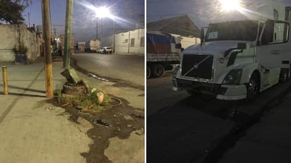 Conductor de tráiler se impacta de frente contra el poste de una luminaria en el sector Centro de Gómez Palacio. (EL SIGLO DE TORREÓN) 
