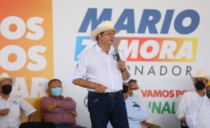 Cada vez que el presidente Andrés Manuel López Obrador visita Sinaloa deja cosas buenas, por lo que en esta nueva gira, espero determine inyectarle los recursos necesarios a las obras hidráulicas, dijo el candidato a gobernador de la coalición 'Va por Sinaloa' del PRI-PAN-PRD, Mario Zamora Gastelum. (ESPECIAL)
