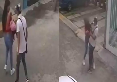 Cámaras de seguridad captaron el momento en que el sujeto golpea a la mujer en Ecatepec (ESPECIAL) 