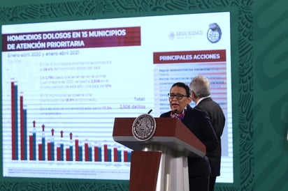 Rosa Icela Rodríguez Velázquez, presumió que en el primer cuatrimestre de 2021 se presentaron 4% menos muertes violentas, respecto al mismo periodo del año anterior. (EL UNIVERSAL)