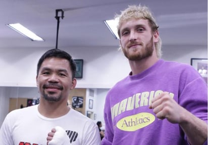 El 'youtuber' Logan Paul, visitó a Manny Pacquiao durante un entrenamiento, pues el filipino se está preparando para enfrentarse a Errol Spence, luego de 2 años de no subirse al ring. (ARCHIVO) 
