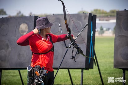 La especialista en arco recurvo, Alejandra Valencia Trujillo, medallista de bronce en Tokio 2020, se ubicó en la segunda posición de la ronda de clasificación en el Campeonato Mundial de Tiro con Arco, que se realiza en Yankton, Dakota del Sur, Estados Unidos. (ESPECIAL)