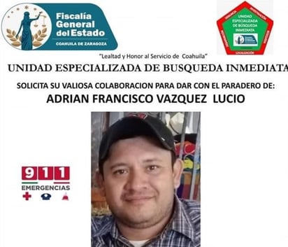  Adrián Francisco Vázquez se encontraba desaparecido desde principios de mes. (EL SIGLO DE TORREÓN)