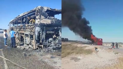 Fuego consume autobús de pasajeros con destino a Torreón