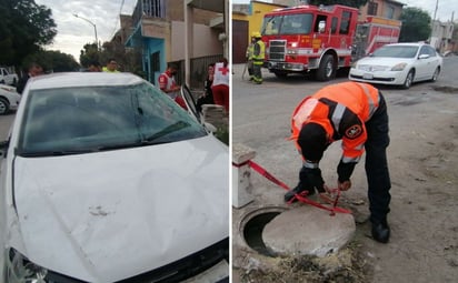 Los vecinos denunciaron que la alcantarilla había quedado mal colocada tras los trabajos realizados por personal de Simas Torreón. (EL SIGLO DE TORREÓN)