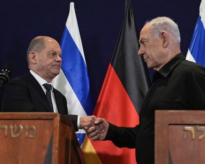 Scholz condenó ante Netanyahyu el ataque “cruel y sanguinario de Hamás contra civiles inocentes”. (MAYA ALLERUZZO / POOL)