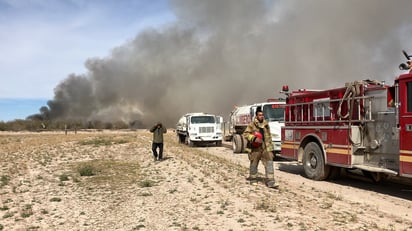 Incendio en el tiradero de basura en Madero.