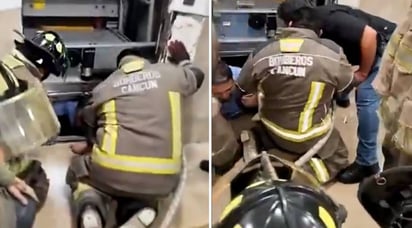 Este martes, un trabajador de mantenimiento se quedó atrapado en un elevador en el Hospital General Regional número 17 en Cancún.