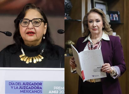 La ministra Yasmín Esquivel y la ministra presidenta Norma Piña. (ARCHIVO)