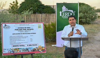 Alcalde de Lerdo arranca ampliación de agua potable en San Jacinto