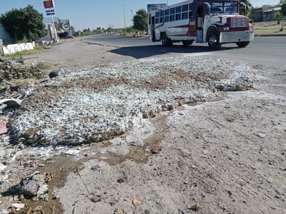 Vecinos de la colonia Nogales, de Gómez Palacio, piden el retiro de desechos de pollo arrojados a la vía pública