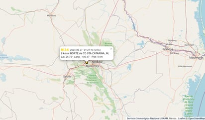 Sismo sacude a Santa Catarina en Nuevo León 