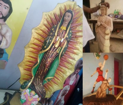 El padre de Lesli realiza figuras de madera bajo pedido.  (EL SIGLO DE TORREÓN)