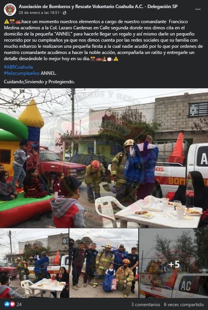 (FACEBOOK/ASOCIACIÓN DE BOMBEROS Y RESCATE VOLUNTARIO COAHUILA A.C.-DELEGACIÓN SAN PEDRO)